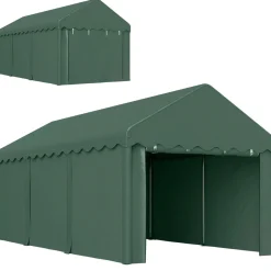 Carpa Burgos Outsunny puertas desmontables verde 280x594x300 cm