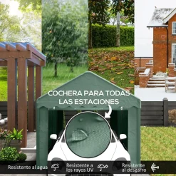 Carpa Burgos Outsunny puertas desmontables verde 280x594x300 cm