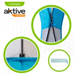 Carpa de camping Aktive blanco/azul 260x320x320 cm