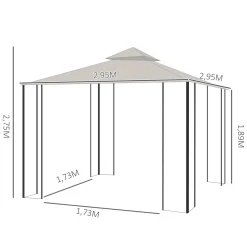 Carpa de jardín Cenja Outsunny 4 cortinas doble techo beige 3x3 m