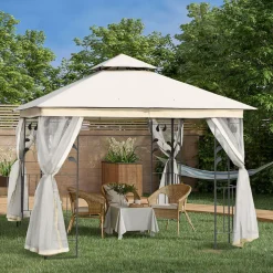 Carpa de jardín Laham Outsunny techo doble con mosquitera 280x300x300 cm