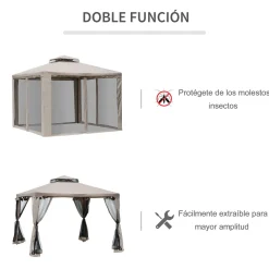 Carpa de jardín Otti Outsunny 4 cortinas 3x3 m