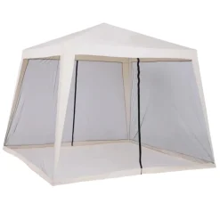 Carpa de jardín Outsunny con mosquitera y cremalleras beige 245x300x300 cm