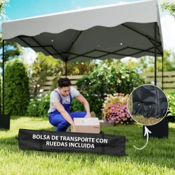Carpa Gales Outsunny plegable altura ajustable + bolsa 287x297x297cm