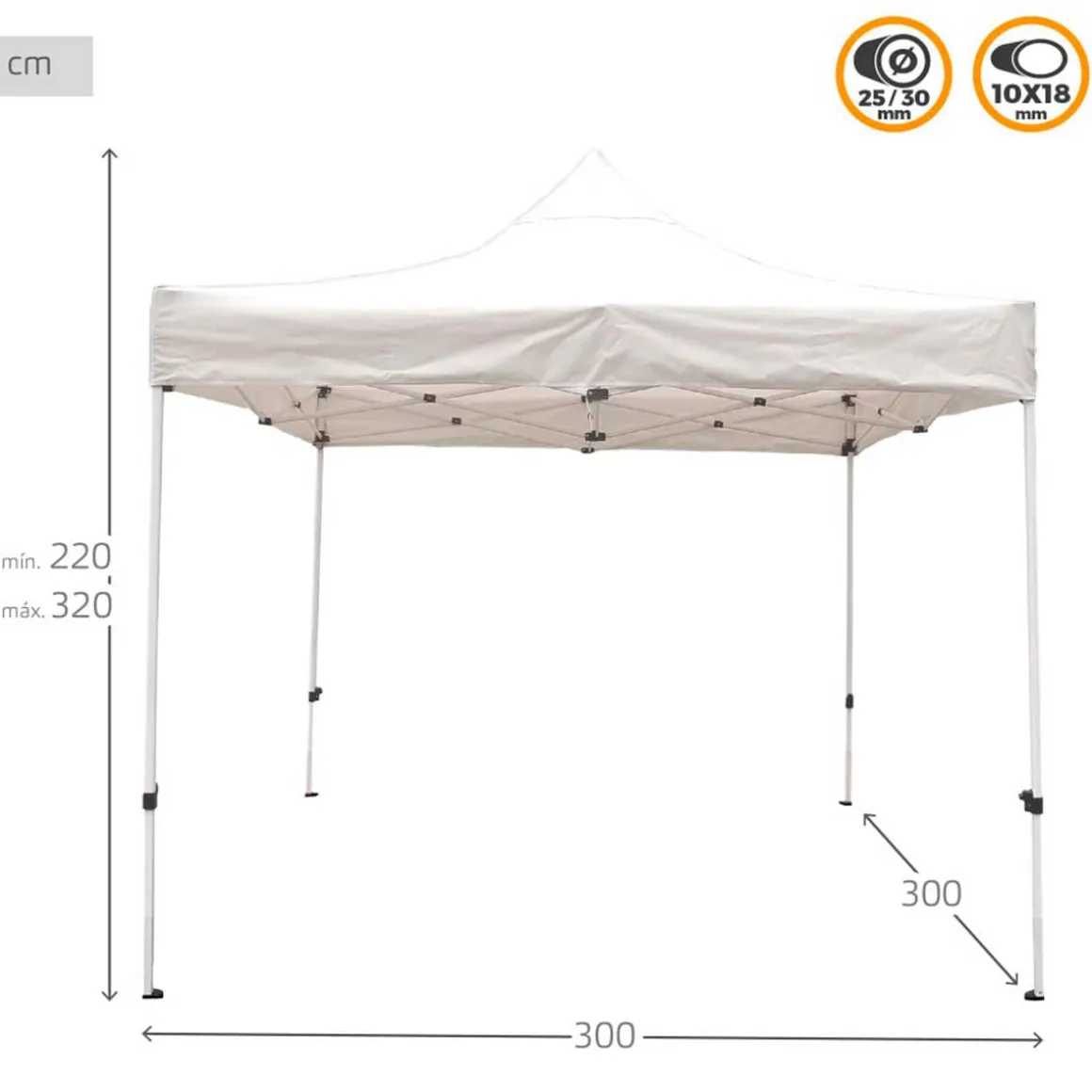 Carpa gazebo Aktive Garden plegable altura ajustable 220/320x300x300 cm