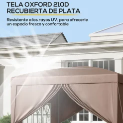 Carpa Módena Outsunny plegable paredes + ventanas desmontables 196-258x295x295 cm