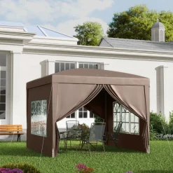 Carpa Módena Outsunny plegable paredes + ventanas desmontables 196-258x295x295 cm