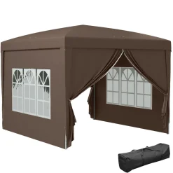Carpa Módena Outsunny plegable paredes + ventanas desmontables 196-258x295x295 cm