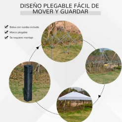 Carpa plegable de jardín Outsunny portátil con bolsa de transporte blanco 250x300x300 cm