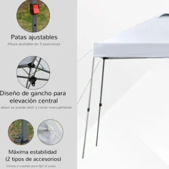 Carpa plegable de jardín Outsunny portátil con bolsa de transporte blanco 250x300x300 cm