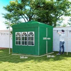 Carpa Rito Outsunny plegable + 4 paredes laterales gris 325x290 cm