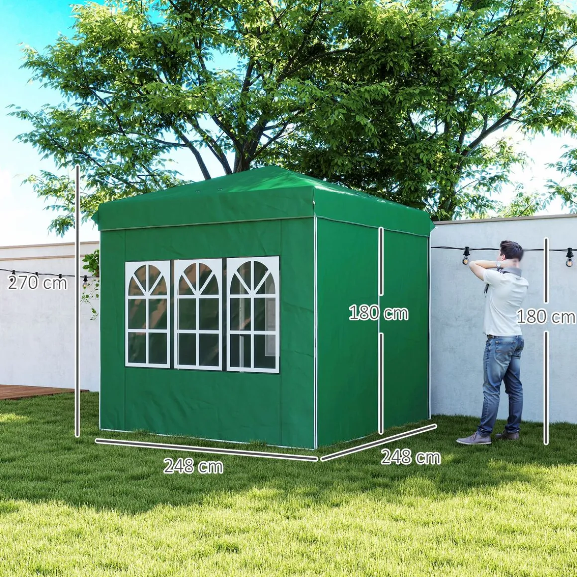 Carpa Rito Outsunny plegable + 4 paredes laterales gris 325x290 cm