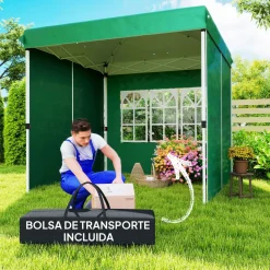 Carpa Rito Outsunny plegable + 4 paredes laterales gris 325x290 cm