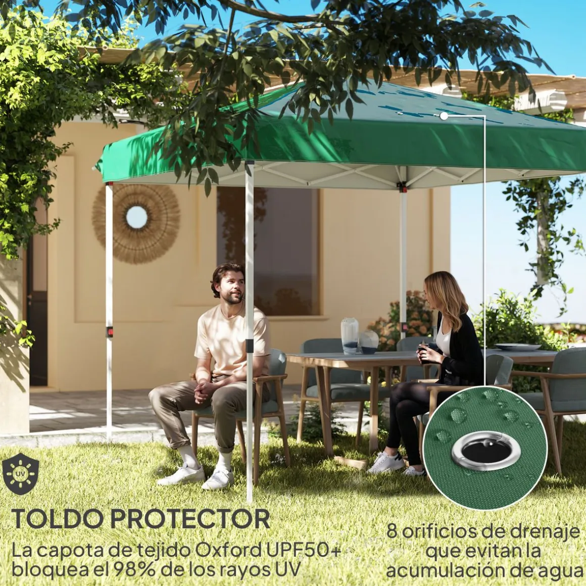 Carpa Rito Outsunny plegable + 4 paredes laterales gris 325x290 cm