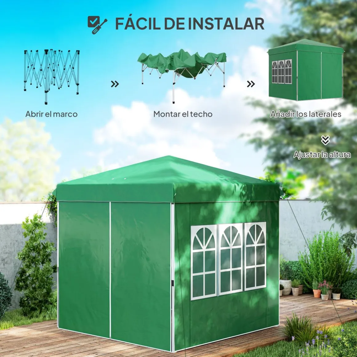 Carpa Rito Outsunny plegable + 4 paredes laterales gris 325x290 cm