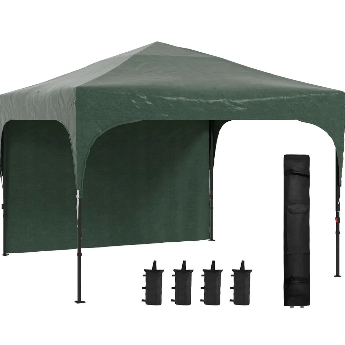Carpa Tamy Outsunny plegable + altura ajustable + pared lateral verde 265x300x300 cm