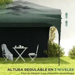 Carpa Tamy Outsunny plegable + altura ajustable + pared lateral verde 265x300x300 cm