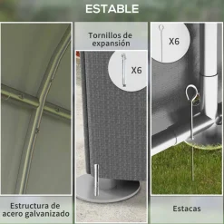 Carpa Victoria Outsunny puerta con cremallera gris 165x120x180 cm