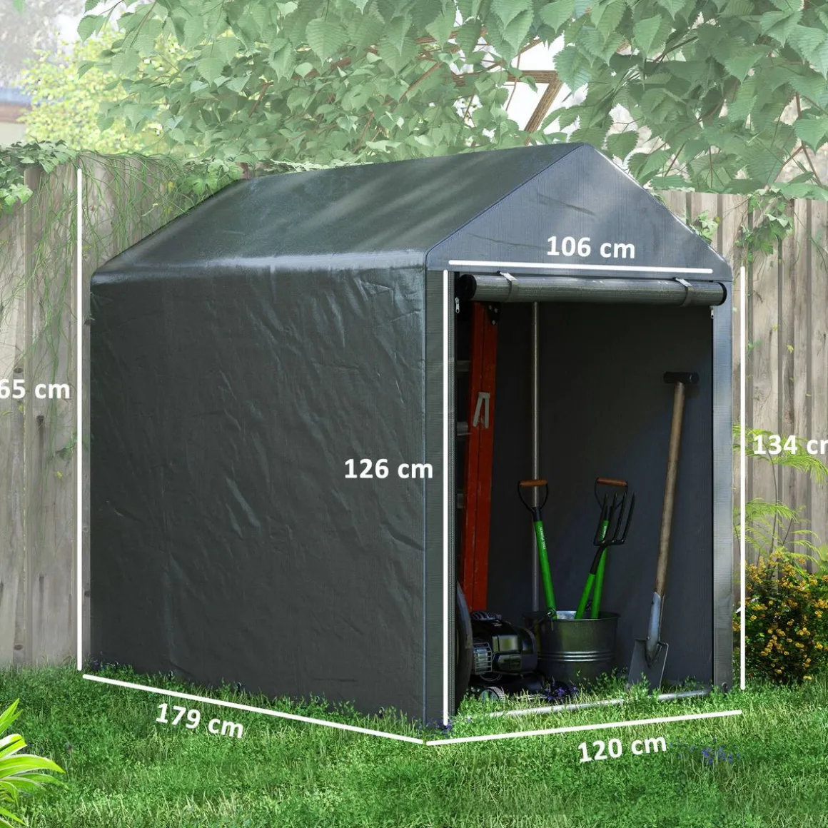 Carpa Victoria Outsunny puerta con cremallera gris 165x120x180 cm