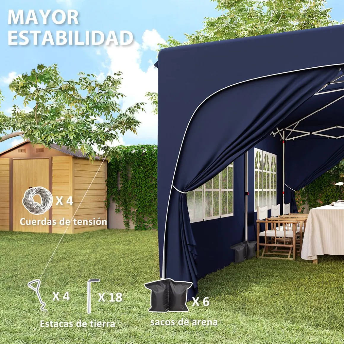 Carpa Vitta Outsunny altura ajustable + paneles laterales 270x597x300 cm