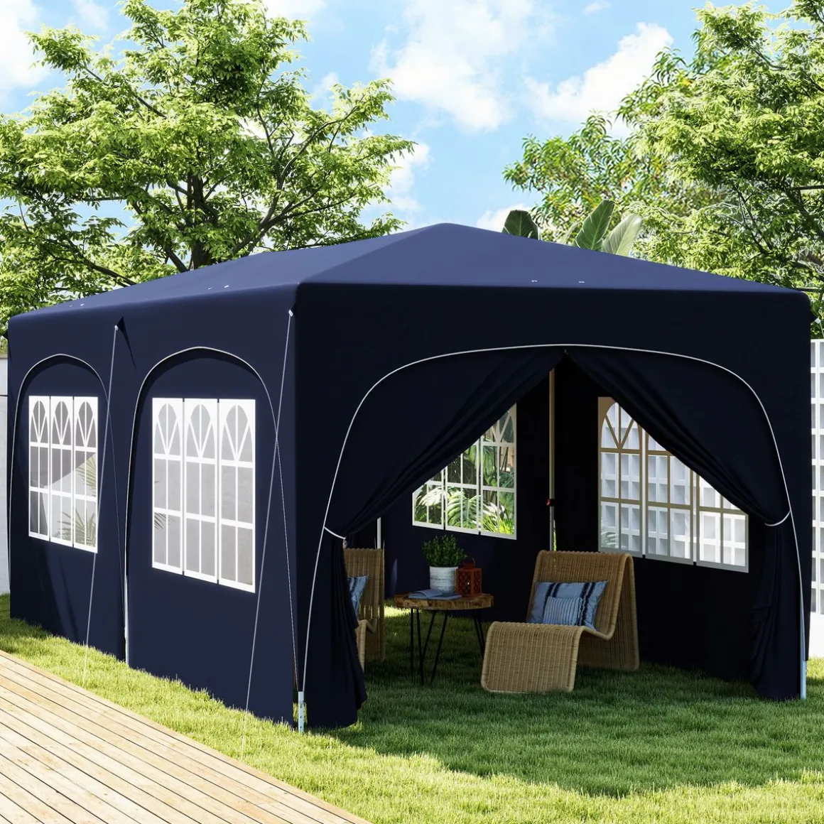 Carpa Vitta Outsunny altura ajustable + paneles laterales 270x597x300 cm