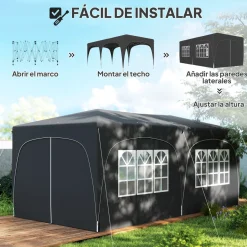 Carpa Vitta Outsunny altura ajustable + paneles laterales 270x597x300 cm