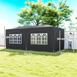 Carpa Vitta Outsunny altura ajustable + paneles laterales 270x597x300 cm