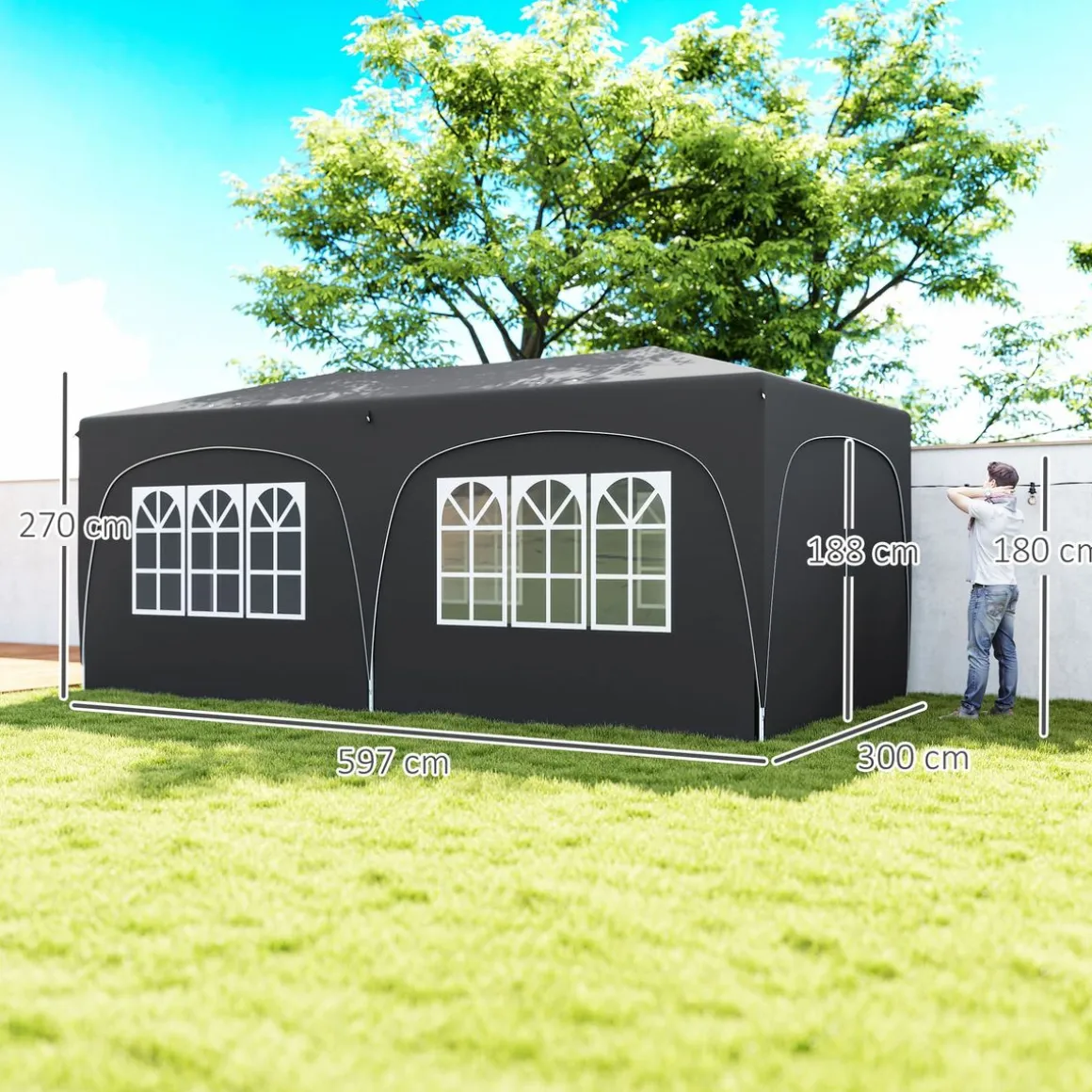 Carpa Vitta Outsunny altura ajustable + paneles laterales 270x597x300 cm