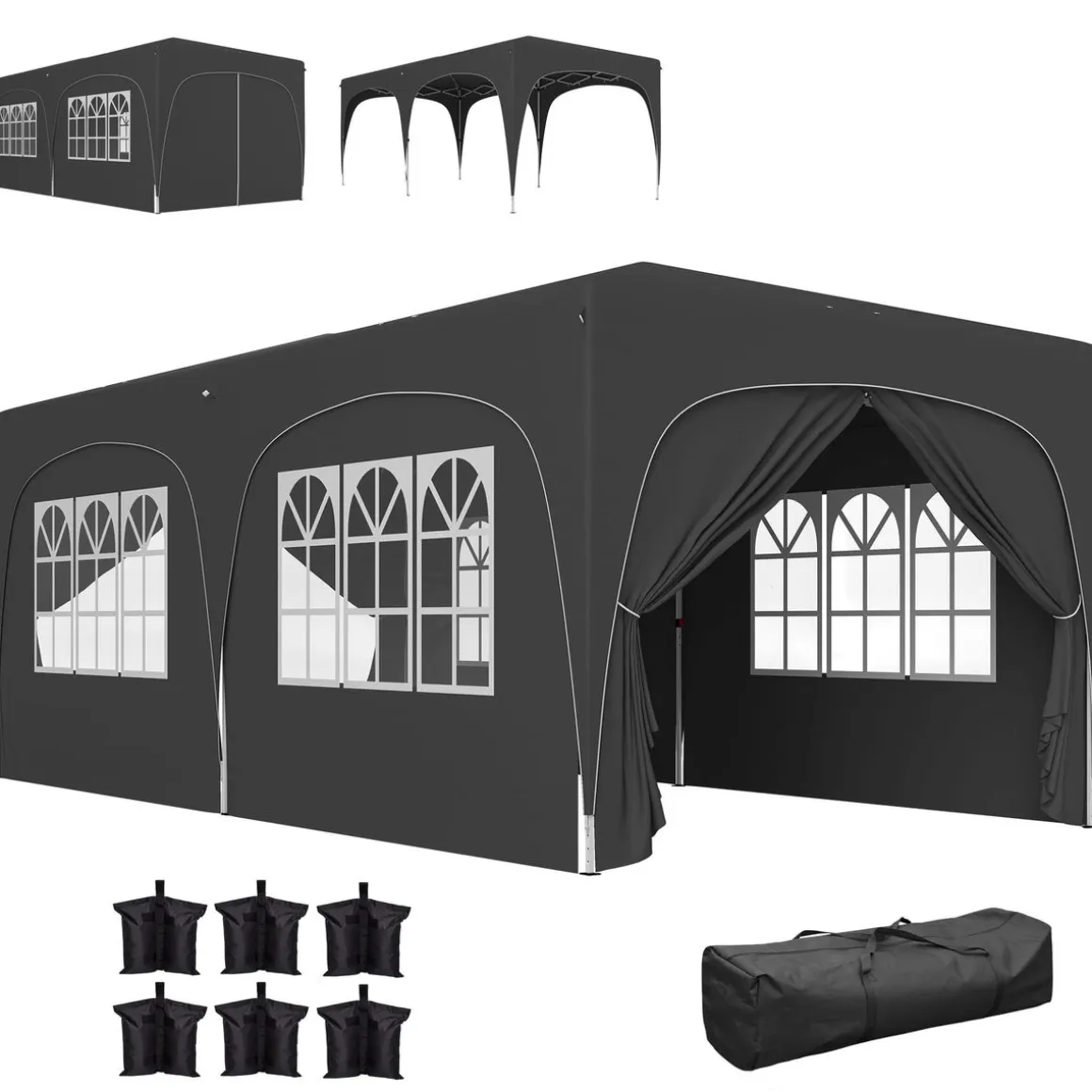 Carpa Vitta Outsunny altura ajustable + paneles laterales 270x597x300 cm