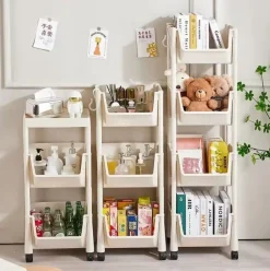 Carrito auxiliar 4 niveles con ruedas blanco 104x35x26,5 cm
