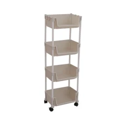 Carrito auxiliar 4 niveles con ruedas blanco 104x35x26,5 cm