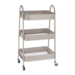 Carrito auxiliar 3 niveles con ruedas + asas 79,5x31,5x44 cm