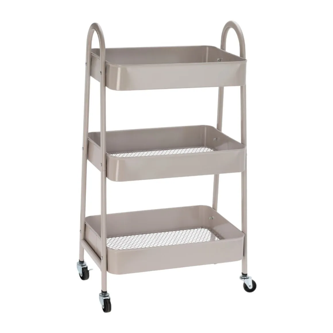 Carrito auxiliar 3 niveles con ruedas + asas 79,5x31,5x44 cm