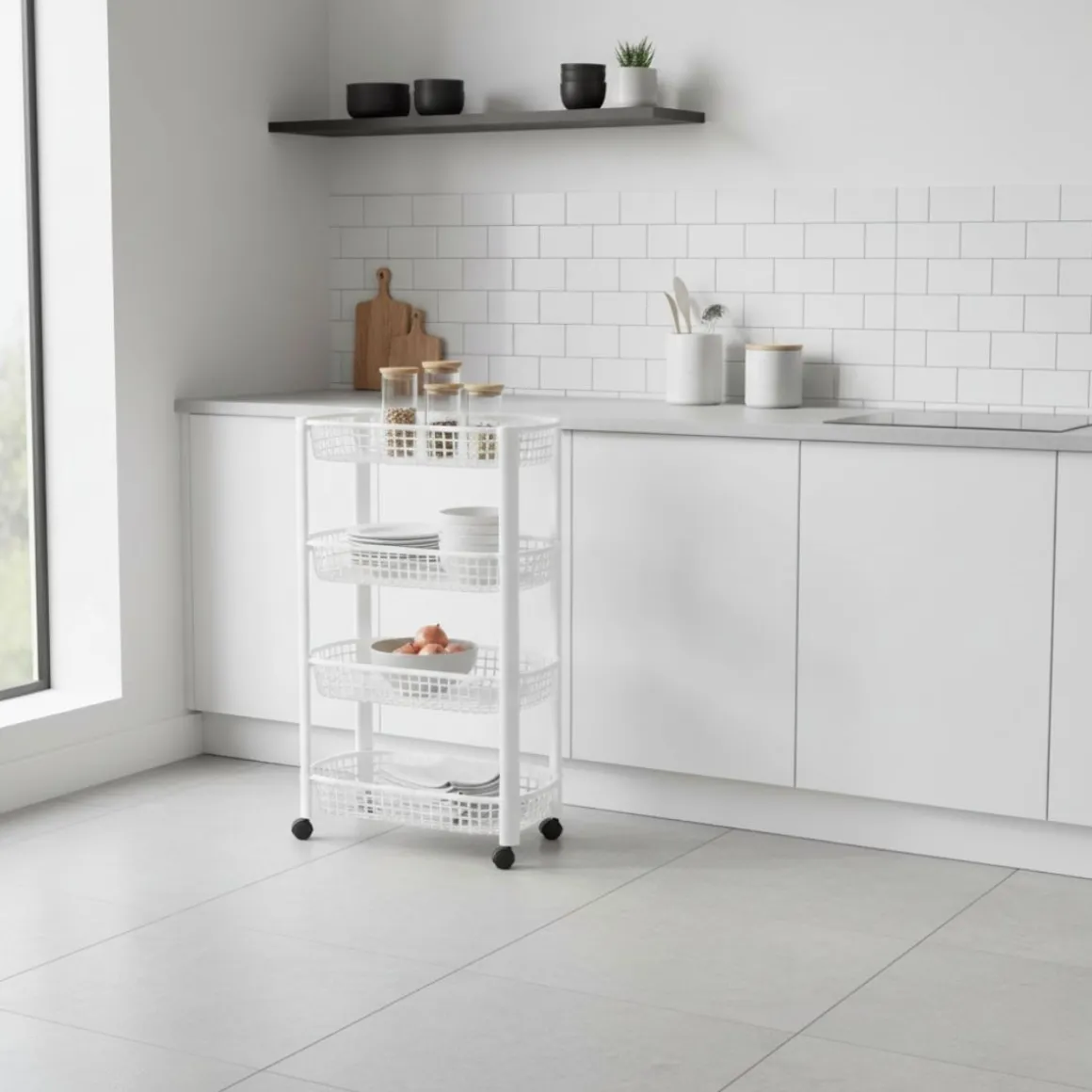 Carrito auxiliar 4 niveles con ruedas 78,8x26x46,5 cm