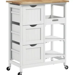 Carrito auxiliar Austen Homocm 3 cajones con 2 estantes y bandeja extraíble 85,5x67x37 cm