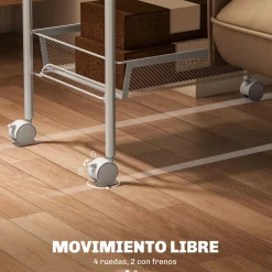 Carrito auxiliar Cenaria Homcom 5 cestas extraíbles blanco 106x45x26,5 cm