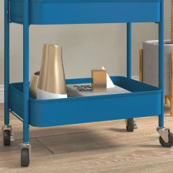 Carrito auxiliar Ebro Homcom 3 estantes con ruedas rosa o azul 79x30,6x45 cm