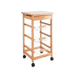 Carrito auxiliar Garbo Quid 3 cestas + cajón natural/blanco 76x37 cm