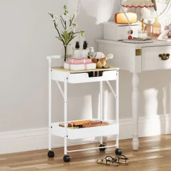 Carrito auxiliar Marcela Homcom 2 niveles blanco 68x45x29,5 cm