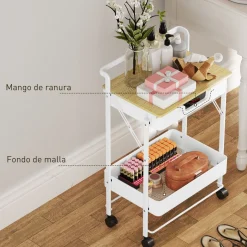 Carrito auxiliar Marcela Homcom 2 niveles blanco 68x45x29,5 cm