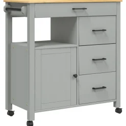 Carrito auxiliar Monza 4 cajones + armario madera de pino 90x84x40 cm