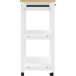 Carrito auxiliar Monza 2 estantes listones + cajón madera de pino 90x84x40 cm