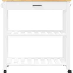 Carrito auxiliar Monza 2 estantes listones + cajón madera de pino 90x84x40 cm