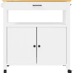 Carrito auxiliar Monza armario + cajón madera de pino 90x84x40 cm