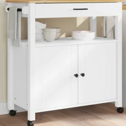 Carrito auxiliar Monza armario + cajón madera de pino 90x84x40 cm