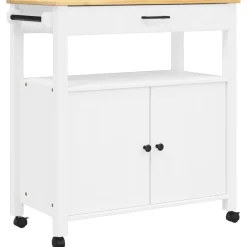 Carrito auxiliar Monza armario + cajón madera de pino 90x84x40 cm