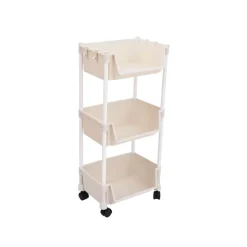 Carrito auxiliar Reddie con 3 niveles y ruedas beige 74,7x35x26,5 cm