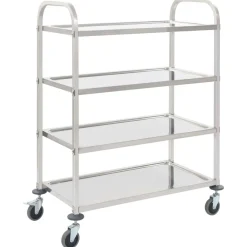 Carrito auxiliar Rhino 4 niveles con ruedas acero inoxidable 125x107x55 cm