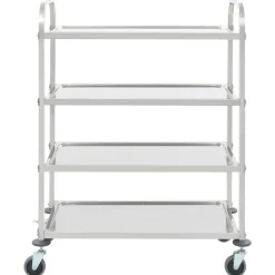 Carrito auxiliar Rhino 4 niveles con ruedas acero inoxidable 125x107x55 cm