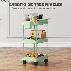 Carrito auxiliar Ritual Homcom con cestas extraíbles y 4 ruedas 76x42x42,5 cm